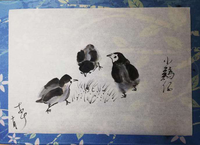 习画(272)～鸡10小鸡仔(水墨画稿)