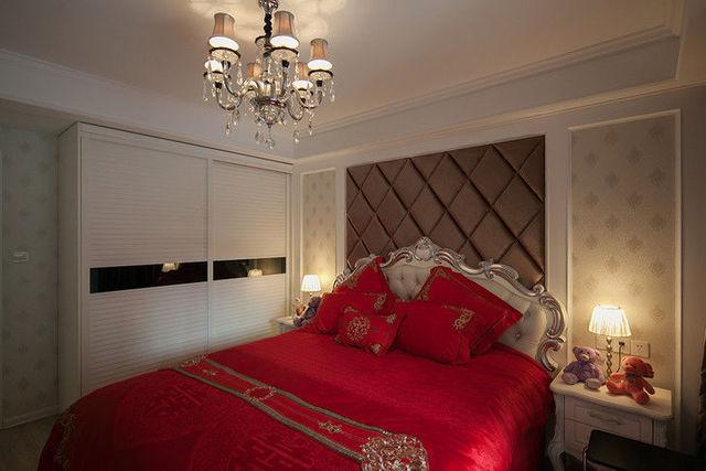 简约现代混搭婚房卧室效果图  /   婚房装修混搭    简约