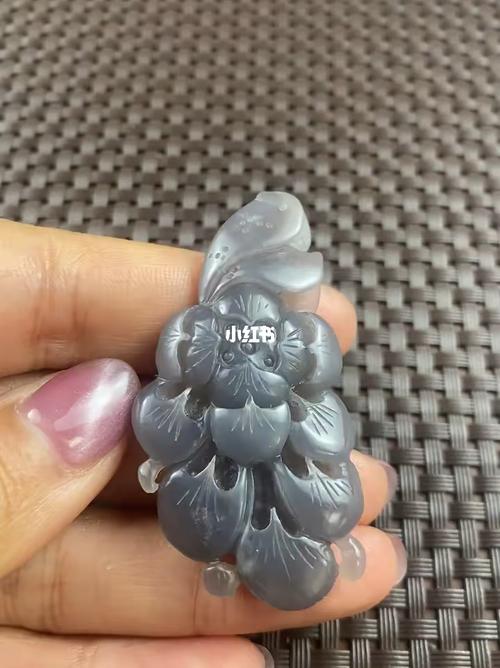 和田玉烟紫色色莲花吊坠青海老坑冰种_冰种_吊坠_和田