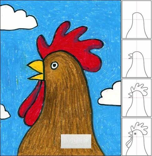 彩色大公鸡简笔画彩色图片带颜色简单又漂亮_彩色大简