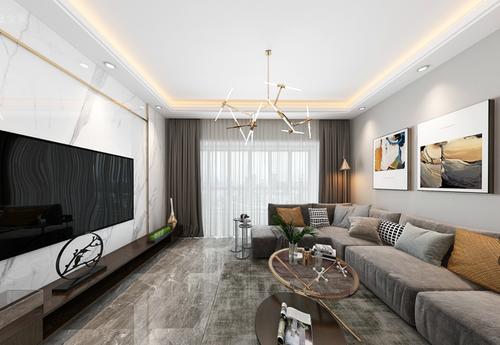 保利香槟花园95㎡现代风格客厅效果图
