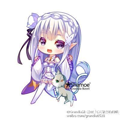 re从零开始的异世界生活艾米莉娅q版等身立绘全画了一遍图1是q版过程