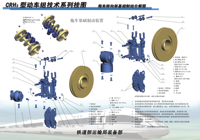 fig.6 拖车转向架基础制动分解图