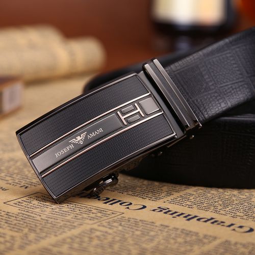 名牌皮带 正品卓梵阿玛尼男士皮带 平滑扣真皮百搭全牛皮腰带男