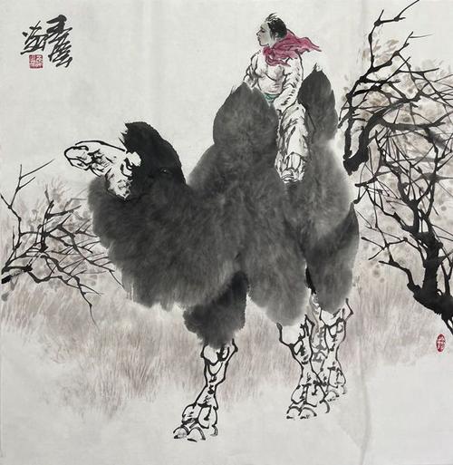 水墨写意骆驼孟伟作品欣赏