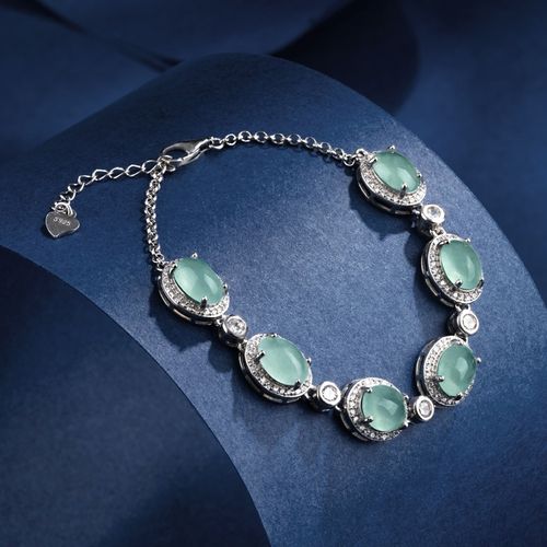 s925银镶翡翠手链手串女天然冰种翡翠手饰玉石正品