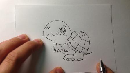 海滩上的可爱小乌龟简笔画