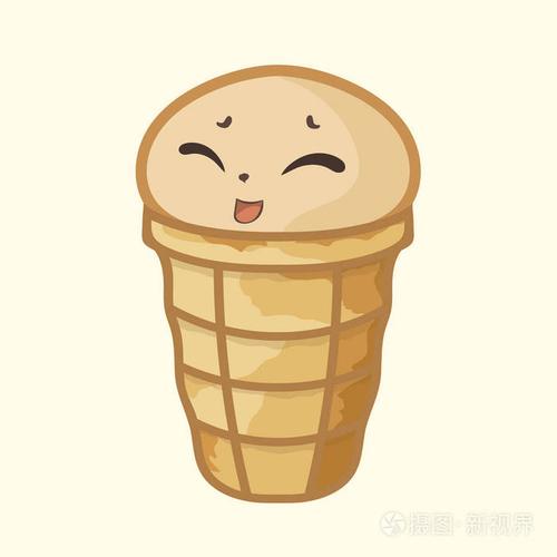 可爱的卡通冰淇淋在晶片杯矢量图像隔离. 快乐香草与.