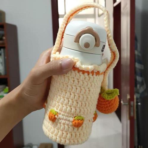 rlk水杯套材料包手工diy钩针毛线编织保温杯保护套可爱防烫送教程白雪