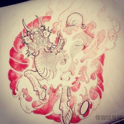 新传统手稿麒麟纹身图案