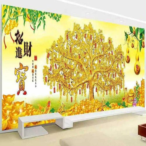 摇钱树发财树手工十字绣2020新款印花招财进宝生意兴隆客厅线绣的