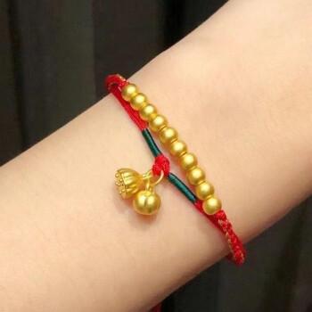 杜大生转运珠黄金手链好事连连足金999莲蓬小金珠子纯金吊坠脚链女