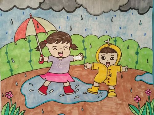 儿童画下雨_儿童画_文化_绘画