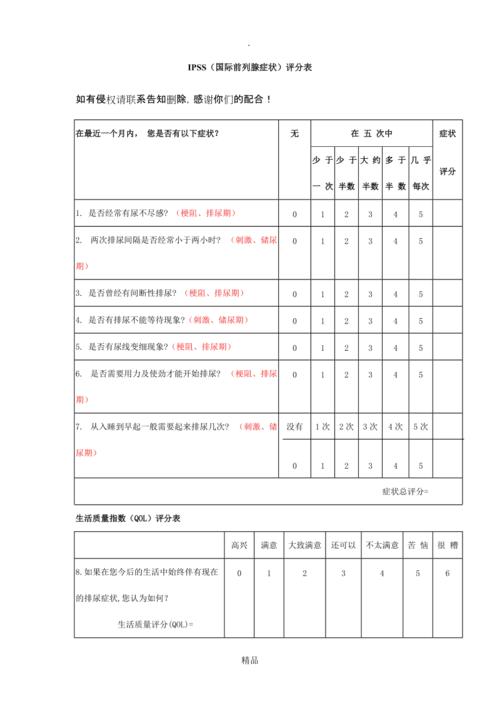 ipss(国际前列腺症状评分表)