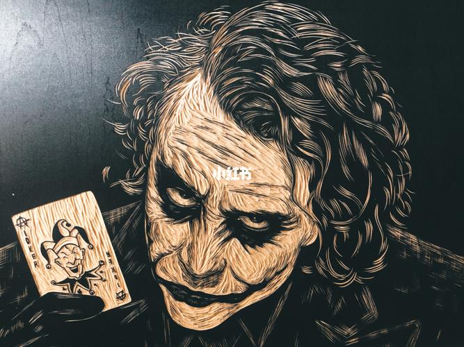 小丑·希斯莱杰手工雕刻黑白木刻版画分享_木刻_版画