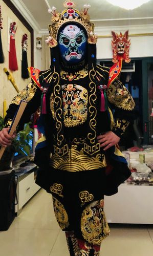 川剧变脸服装 团龙变脸服装 高档款双龙戏珠好绉料盘金变脸服装