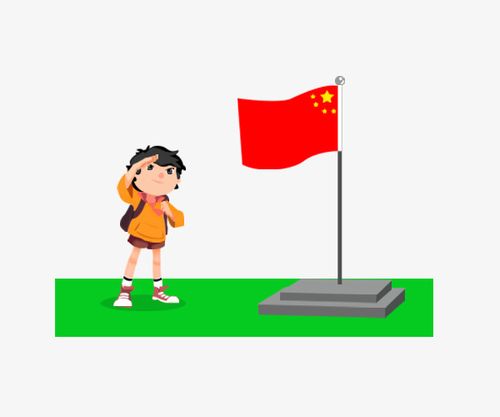 卡通手绘升旗仪式