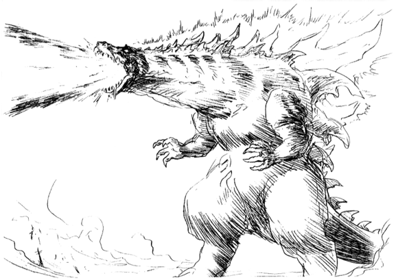 哥斯拉素描简笔画