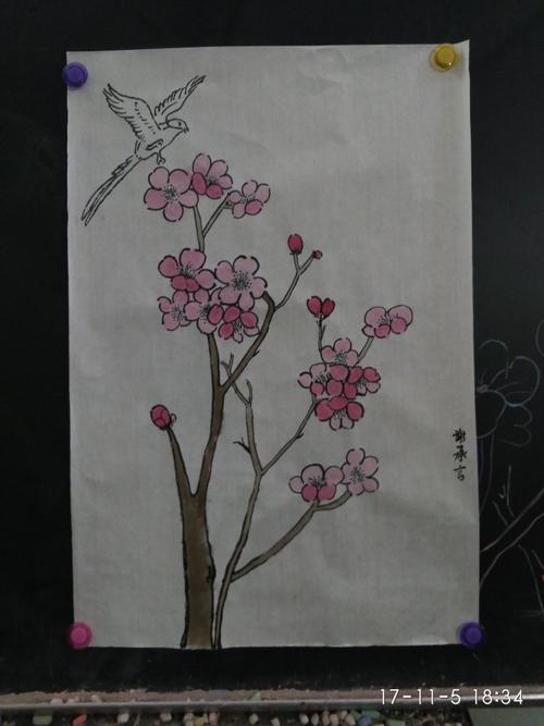 颗颗星今日课堂自由创作画梅花