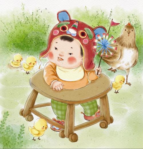 仿水墨效果的童谣插图一组|插画|儿童插画|桂桂猫