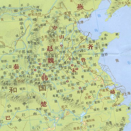 战国地图古代标准便携单张870mm对照地名古今战国秦汉