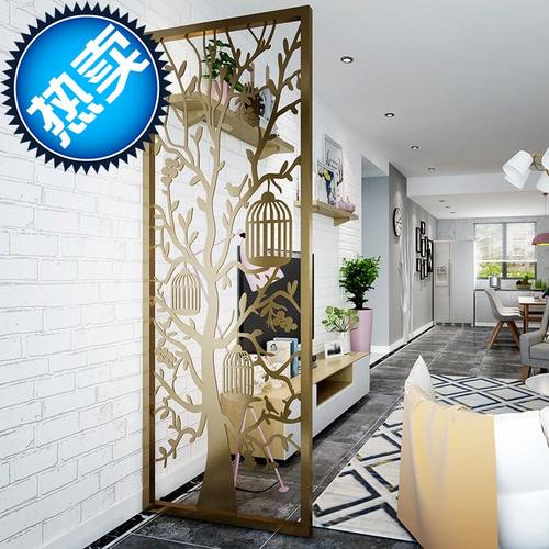 铁艺隔断钢板雕花屏风中美式x落地花格 玄关订制 餐客厅缕空