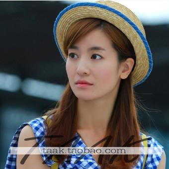 花非花雾非雾叶凡李晟同款帽子蝴蝶结麦秆平顶帽遮阳草帽礼帽女夏商品