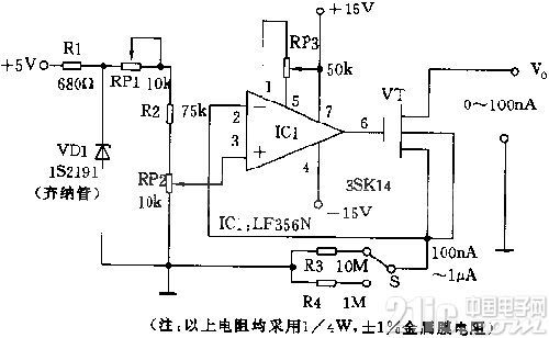 高精度纳安级电流发生器电路图