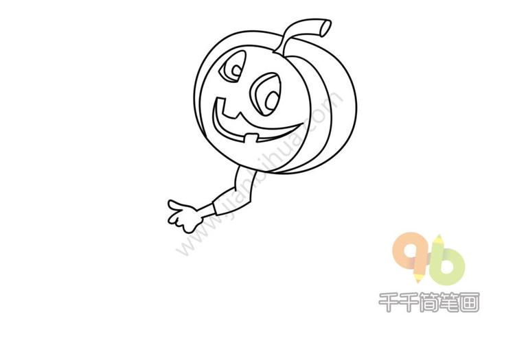 万圣节的南瓜女巫简笔画
