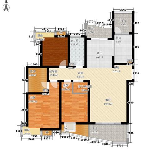 御景豪庭3室0厅1卫1厨142.00㎡户型图