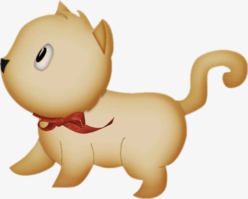 红色,蝴蝶结,米黄色,尾巴,手绘,卡通, 小狗