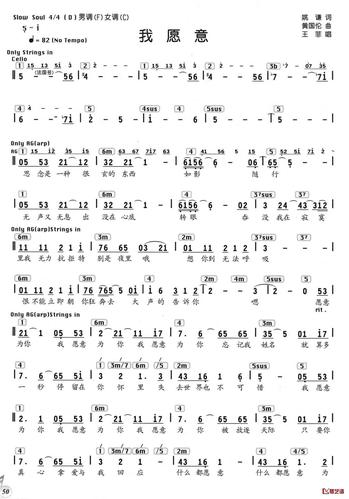 我愿意简谱-王菲演唱