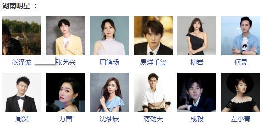 2020年12月湖南明星排行榜