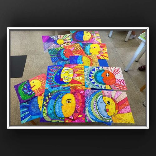 儿童创意美术 | 色彩冷暖色练习《太阳月亮》_暖色_创意美术_儿童画