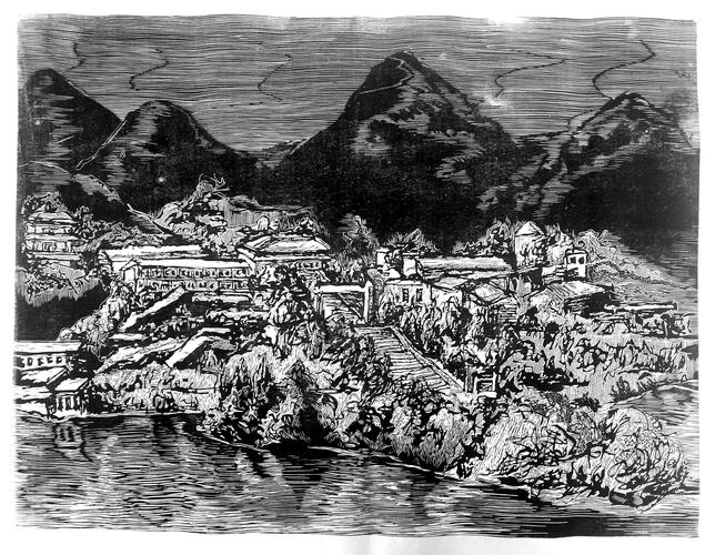 《黑白木刻风景写生》版画课程贵州民族大学美术学院版画(2)班指导