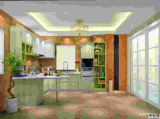 厨房与客厅移动隔断墙装修效果图 厨房活动钢化玻璃隔断墙设计图