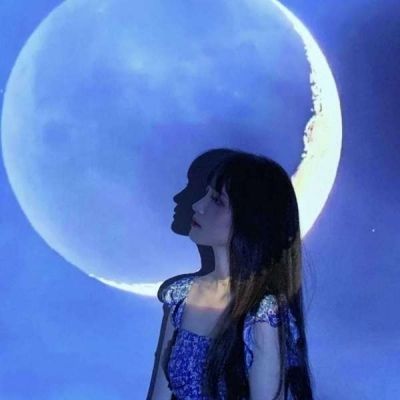 蓝色韩国女生头像图片