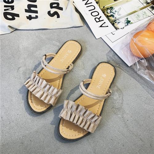 圣思丫美日系甜美夏季新款拖鞋沙滩鞋凉鞋女鞋百搭平底一鞋两穿学生