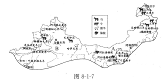 初中地理 题目详情 (1) 西北地区主要分布着我国四大牧区中的a   ,b .