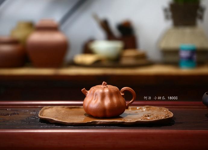 何洁紫砂壶 花器 学院派经典 小甜瓜 紫泥精品