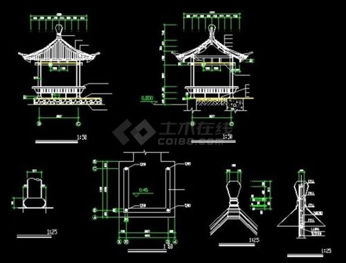 园林古建四角亭子