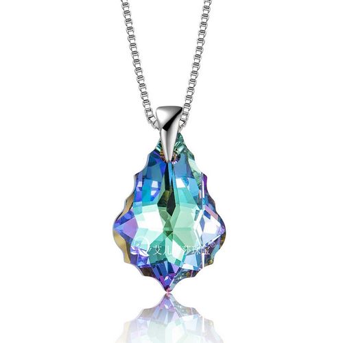 艾儿摩莎s925项链巴洛克枫叶吊坠采用施华洛世奇元素亚马逊热卖