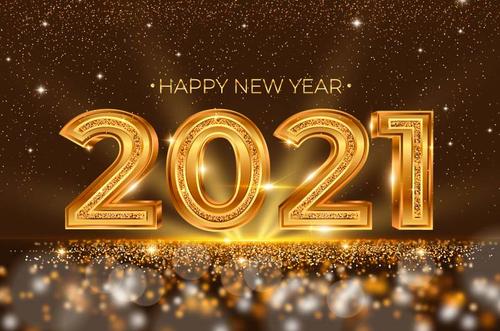 金色璀璨的2021新年快乐矢量素材(ai/eps)