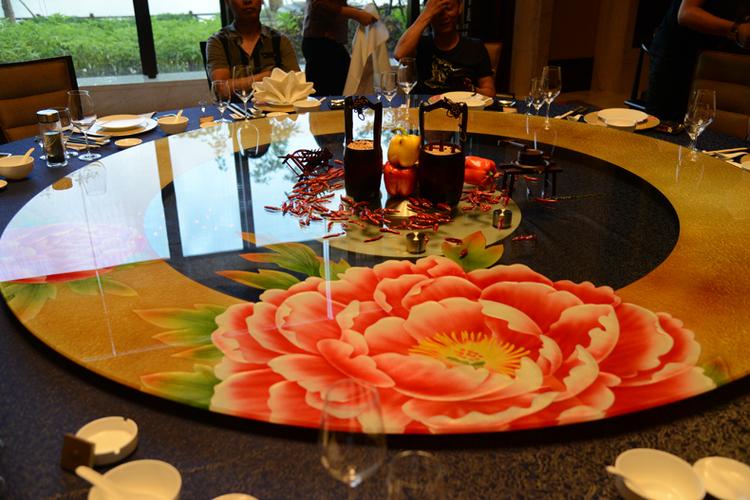 工厂定制星级酒店夹丝餐桌玻璃转盘高档饭店圆桌玻璃转盘餐厅转盘