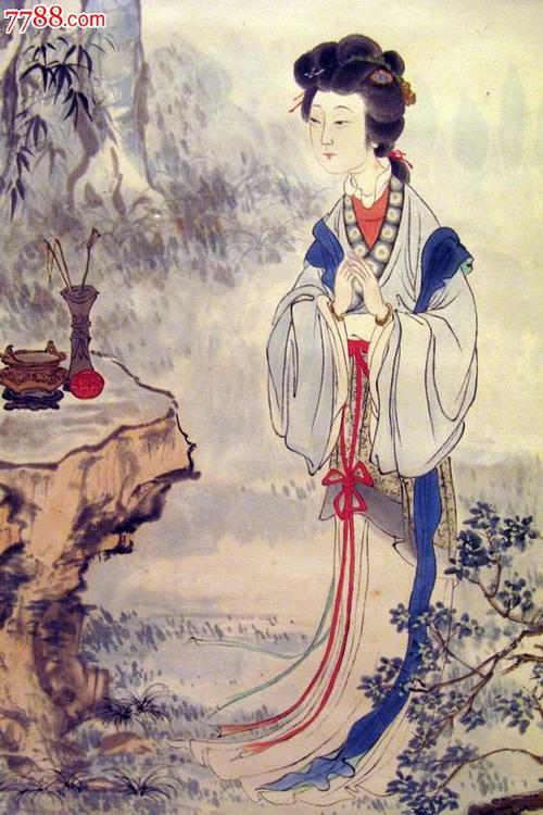 中国古代仕女图,水彩,工笔画