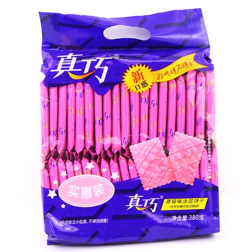 饼干真巧巧克力涂层380克5袋包邮儿时怀旧网红夹心饼干