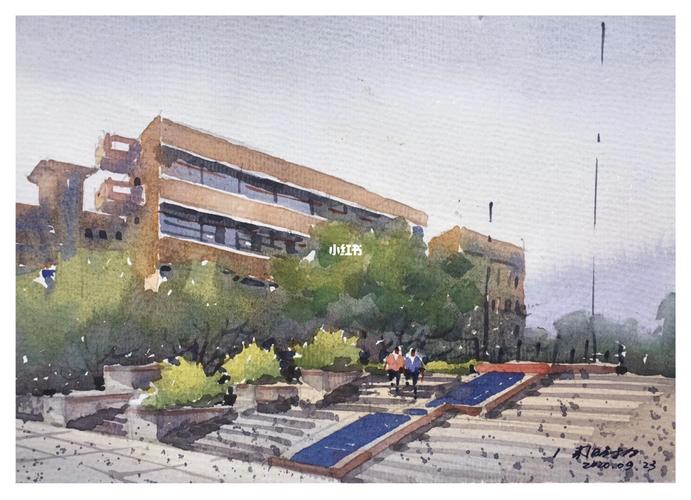 校园|水彩_水彩画_文化_绘画