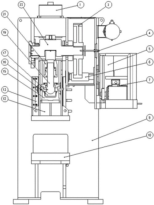 本实用新型公布了一种闭式双曲轴精密冲床,包括机架和设置于机架一侧