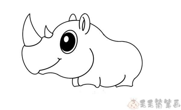 简笔画犀牛彩色