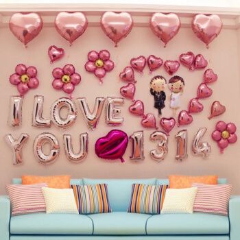 婚礼求婚婚庆情人节表白气球婚房背景墙布置装饰铝箔字母套餐 银粉